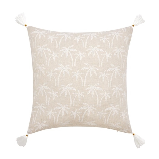 Coussin dehous. compr. pompons 45 x 45 cm polycoton imprime saharis Sans