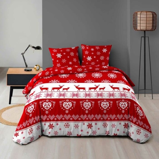 Housse de couette 240 x 220 cm en microfibre de flanelle Floconette
