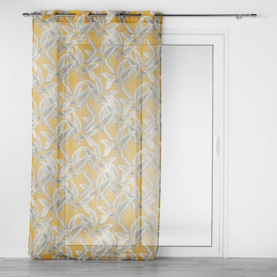 Voilage a oeillets 140 x 240 cm voile sable imprimé  Isibelle Jaune