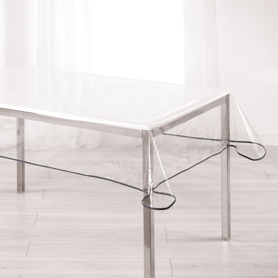 Nappe cristal rectangle 140 x 240 cm pvc uni 15/100e garden/biais Anthracite