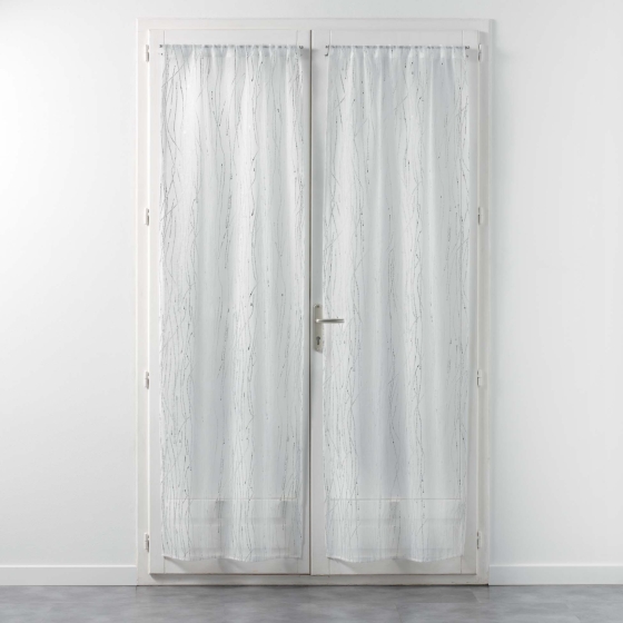 Paire droite passe tringle 2 x 70 x 200 cm voile sable applique filiane Blanc