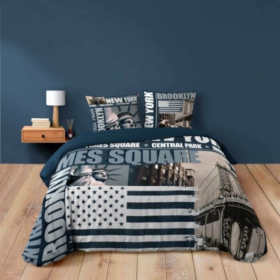 Housse de couette 200 x 200 cm coton 42 fils + 2 taies Brooklyn