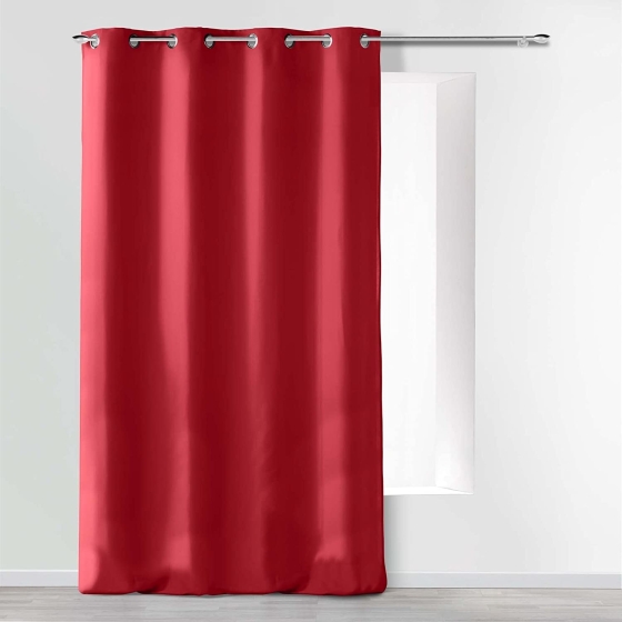 Rideau uni a oeillets 140 x 260 cm microfibre Absolu Rouge
