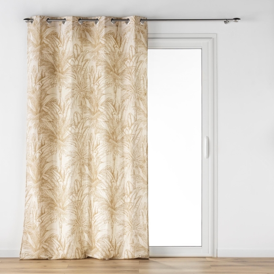 douceur d'intérieur, Rideau à Oeillets (140 x 240 cm) Dune, Coton/Polyester Imprimé
