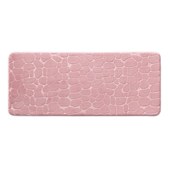 Tapis de bain 50 x 120 cm microfibre unie relief ricochet Rose Poudre