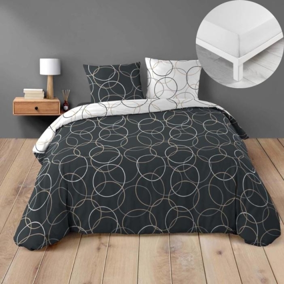 Pack housse de couette 240 220 cm Felix + DH 140 x 190 cm Blanc