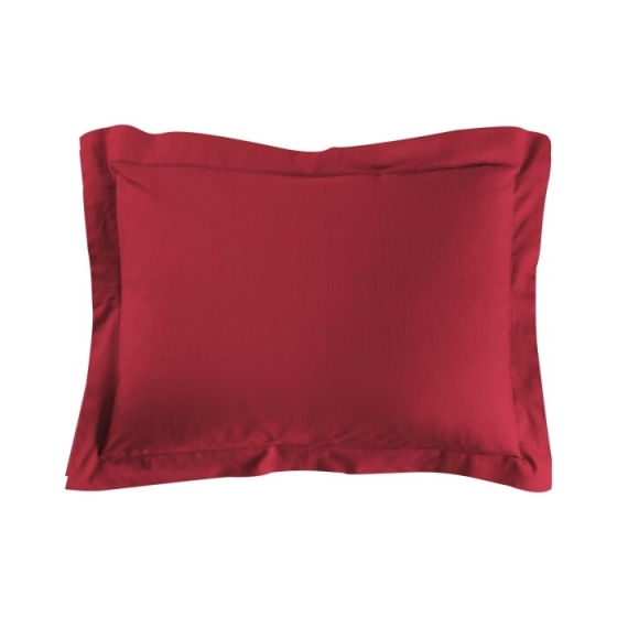 Taie d'oreiller 50 x 70 cm uni 57 fils lina  +point bourdon Marsala