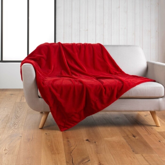 Plaid 180 x 220 cm imitation fourrure Caresse Rouge