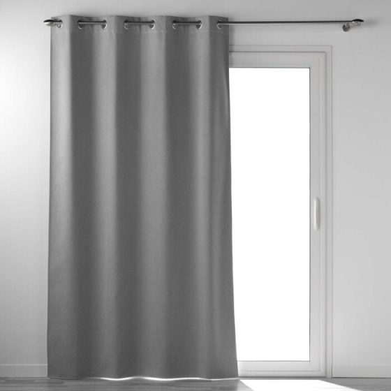 Rideau Lourd a oeillets 135 x 260 cm 100% occultant/chambray Occultiss Gris