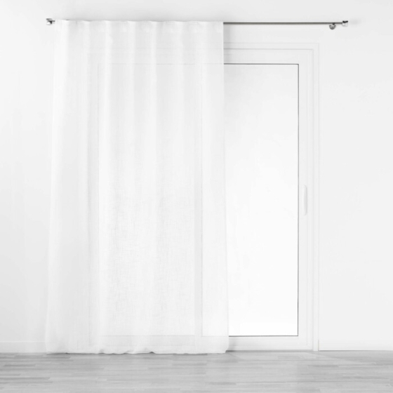 Voilage a passants caches 140 x 240 cm effet lin tisse Haltona Blanc