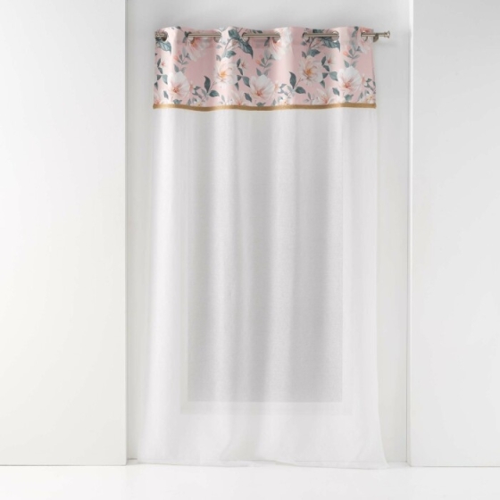 Panneau a oeillets 140 x 240 cm voile sable+top imprime+jute alissia top Rose
