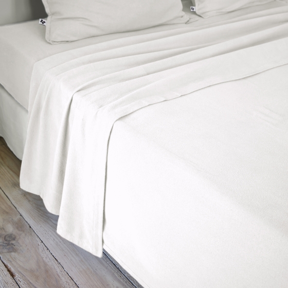 Drap plat 240 x 300 cm flanelle de coton chaude - Candice Blanc