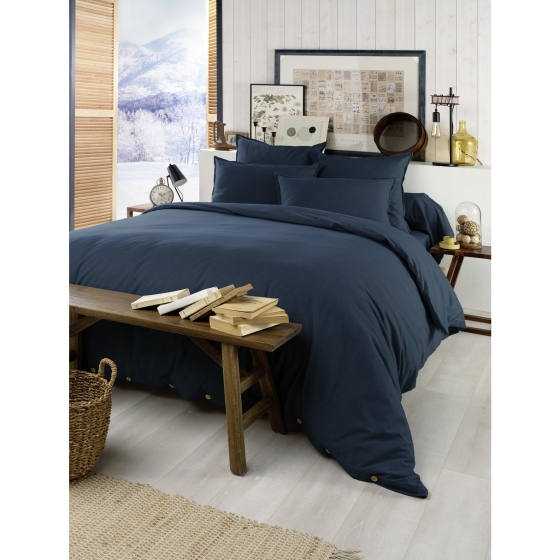 Housse de couette chaude en flanelle 200 x 200 cm Candice Bleu foncé