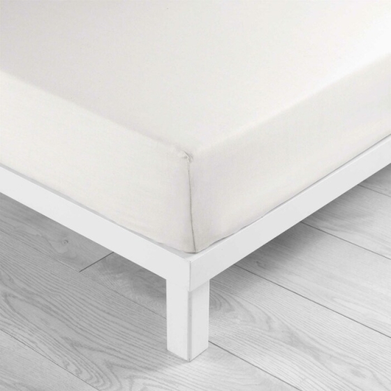 Drap housse 2 personnes 140 x 200 cm uni 57 fils lina Blanc