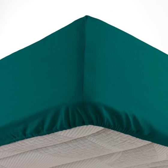 Drap housse 90 x 190 cm bonnet 30 cm Microfibre Oscar Emeraude