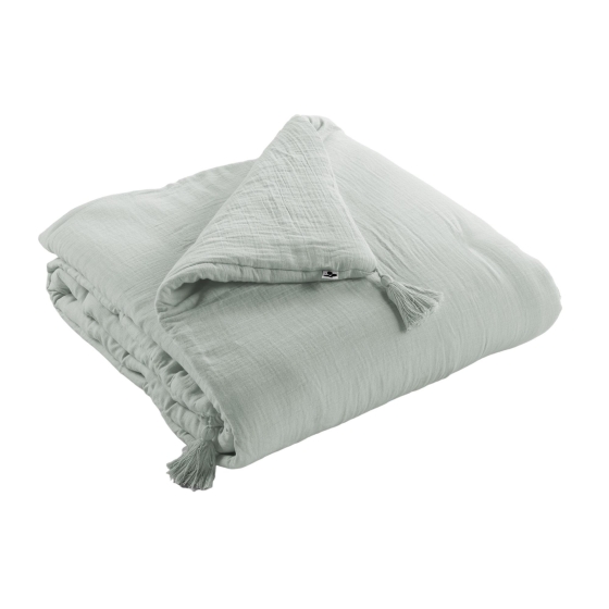 edredon 150 x 150 cm gaze de coton unie gaïa eucalyptus