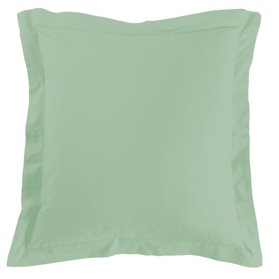 Taie d'oreiller volant plat 63 x 63 cm uni 57 fils lina +point bourdon Tilleul