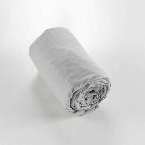 Drap housse flanelle chaude 90x 190 cm Bonnet 30 cm Candice Gris