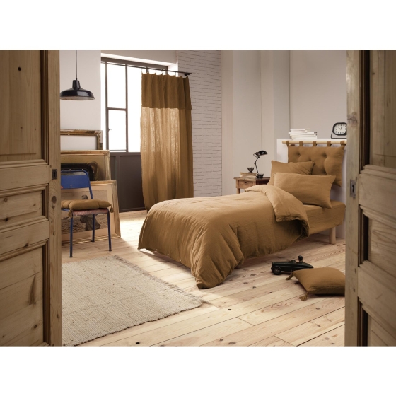 Housse de couette double gaze de coton Luxe 140 x 200 cm Gaia Camel