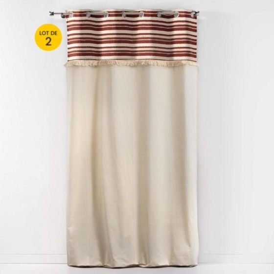 Lot de 2 Rideaux  tamisant en coton 140 x 240 cm Atlas Terracotta
