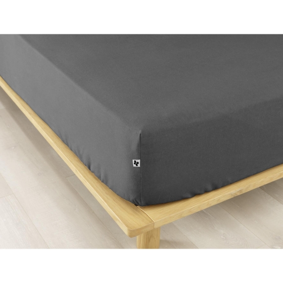 Drap housse flanelle chaude 90x 190 cm Bonnet 30 cm Candice Anthracite