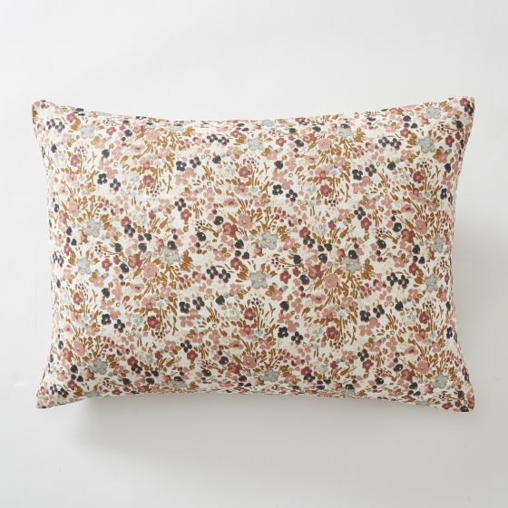 Taie d'oreiller 50 x 70 cm gaze de coton imprimée capucine pampa Naturel