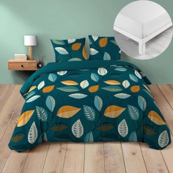 Pack housse de couette 240 x 220 cm Olympie + DH 140 x 190 cm Blanc