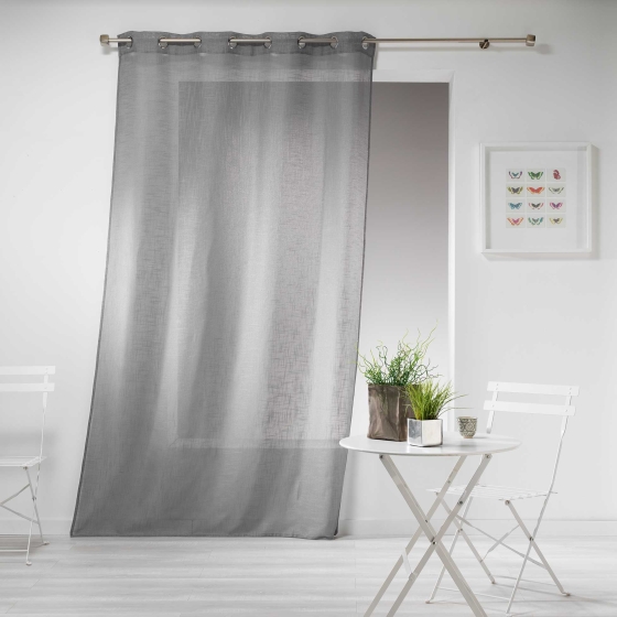 Panneau a oeillets 140 x 240 cm effet lin tisse haltona Gris