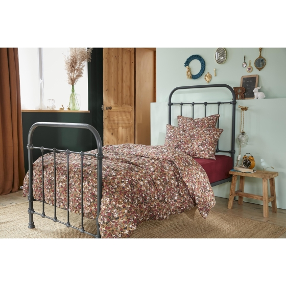 Housse de couette 140 x 200 cm double gaze de coton imprimée Capucine Camel