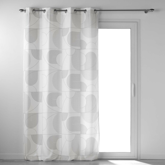 Rideau a oeillets 140 x 280 cm polyester imprime Esquisse Blanc