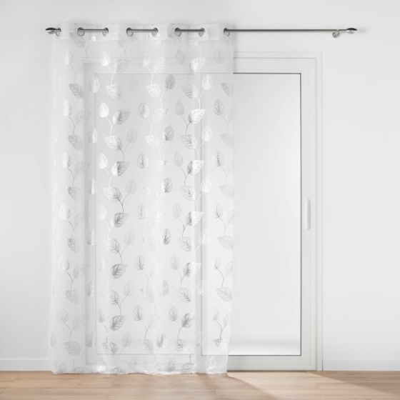 Voilage a oeillets 140 x 240 cm voile sablé  imprimé metallisé Edelia Argent
