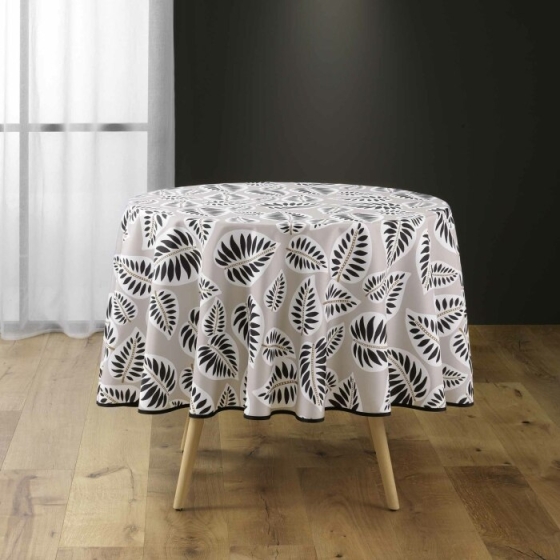 Nappe ronde (0) 180 cm polyester imprime alma Noir
