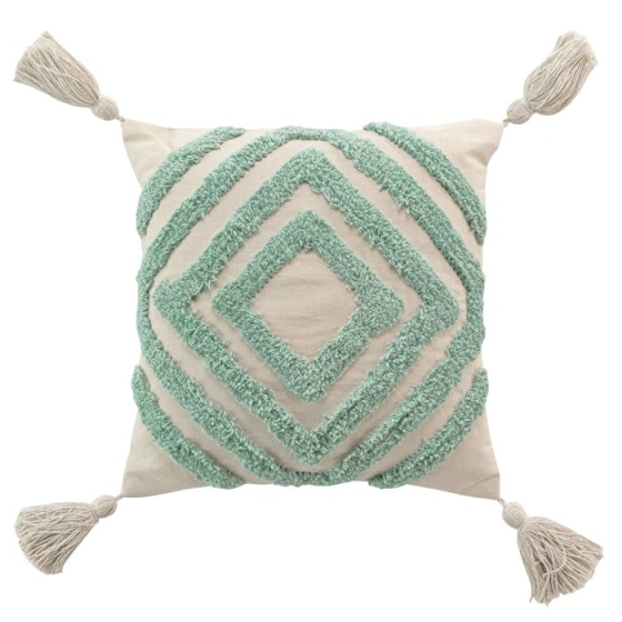 Coussin dehous. compr. pompons 40 x 40 cm coton/polyester tufte athena Sauge