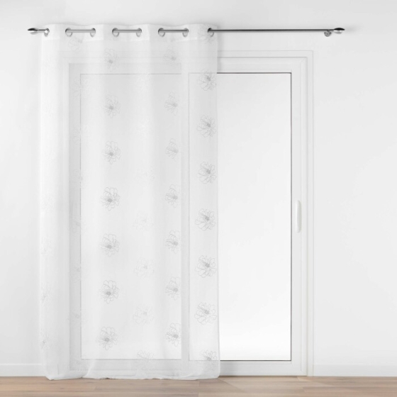Panneau a oeillets 140 x 240 cm voile sable brode metallise sublimini Blanc