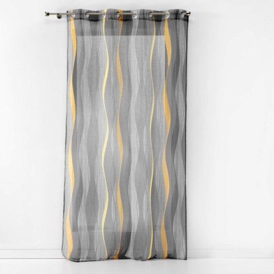 Panneau a oeillets 140 x 280 cm voile sable imprime ondulys Jaune/anthracite