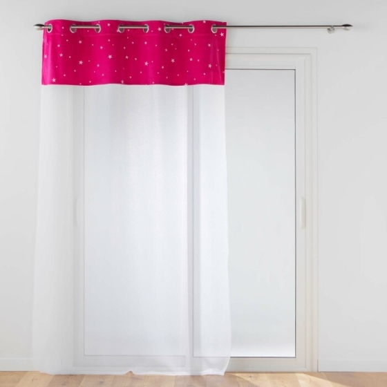 Voilage a oeillets 140 x 240 cm Velours phosphorescent Moonlight Fuchsia