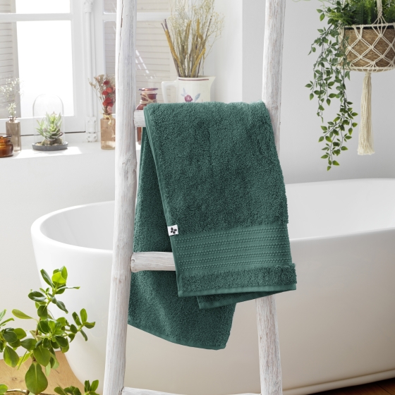 Serviette de toilette 50 x 90 cm éponge unie garance emeraude Vert foncé