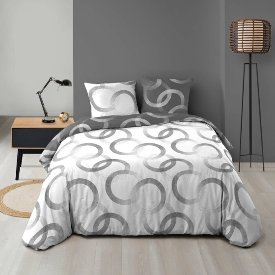 Housse de couette réversible 240 x 220 cm en microfibre de flanelle Bliss