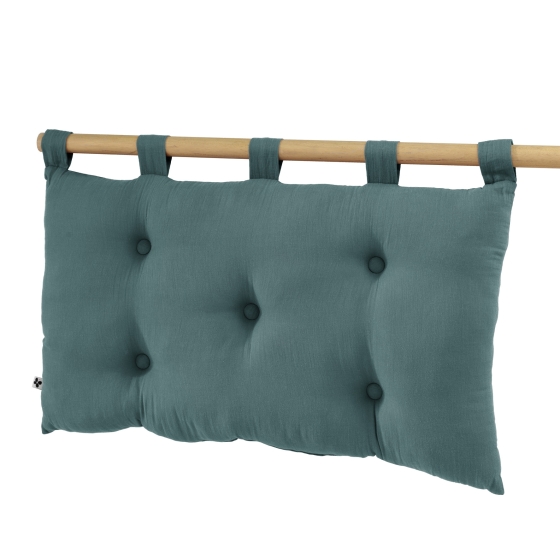 Tête de lit 5 boutons avec passants – 50 x 80 cm – Gaze de coton Gaïa Bleu canard
