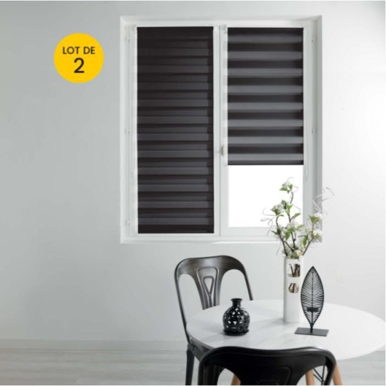Lot de 2 Stores enrouleur jour et nuit 60 x 90 cm daynight Noir