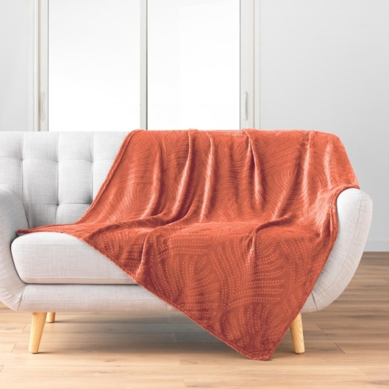 Plaid 125 x 150 cm flanelle relief unie nelia Terracotta