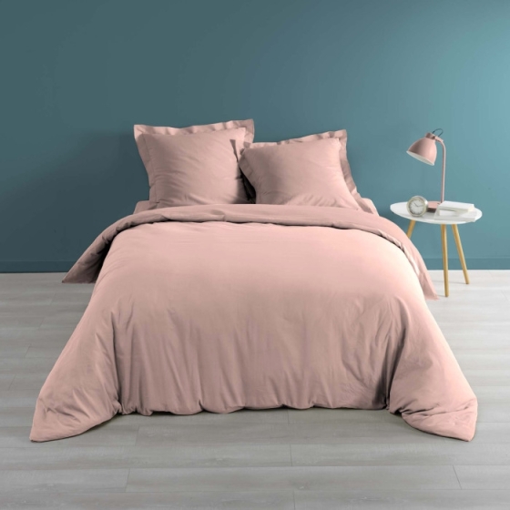 Housse de couette percale de coton luxe 220 x 240  cm Rose