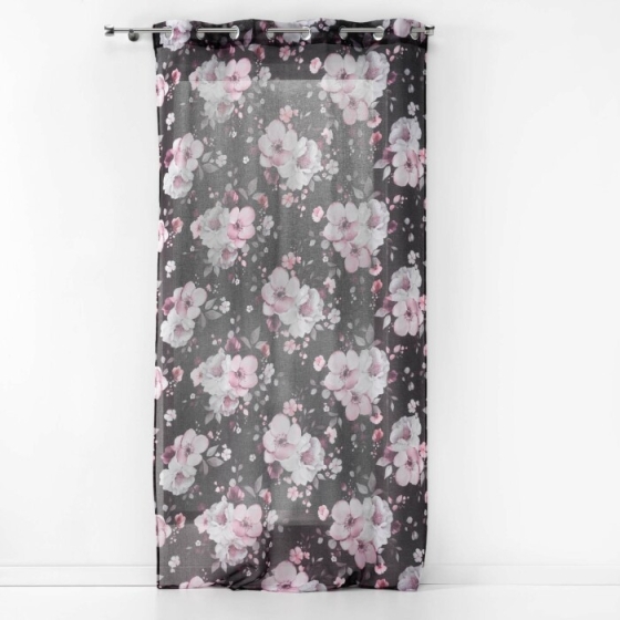 Panneau a oeillets 140 x 240 cm voile sable imprime velvet flower Noir