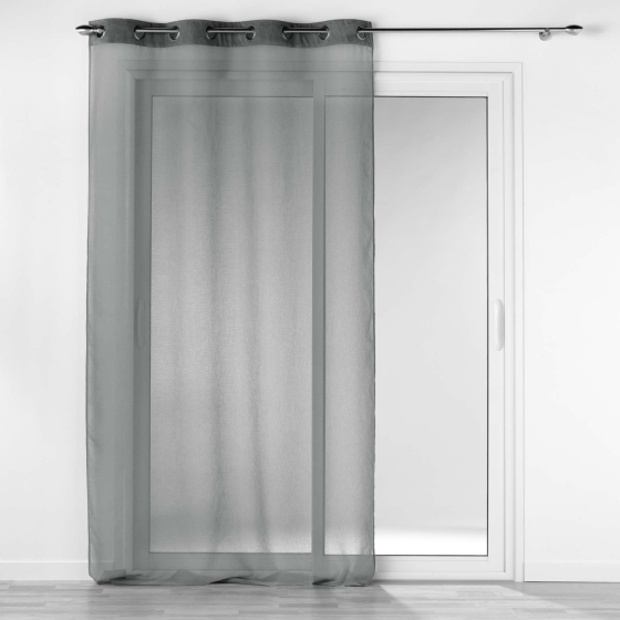 Voilage à oeillets 140 x 240  cm voile sablé + bande velours cotelé Casual Gris