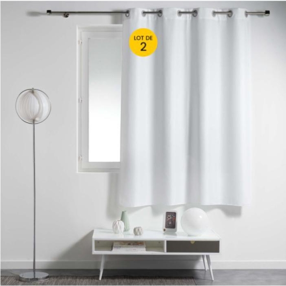 Lot de 2 rideaux spécial petites fenêtres 140 x 180 cm Essentiel Blanc