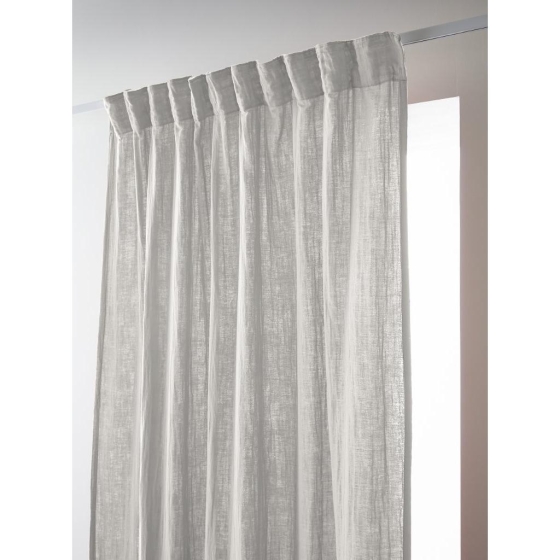 Rideau Galon Fronceur 140 x 240 cm – Double Gaze de Coton Gaïa Gris Clair