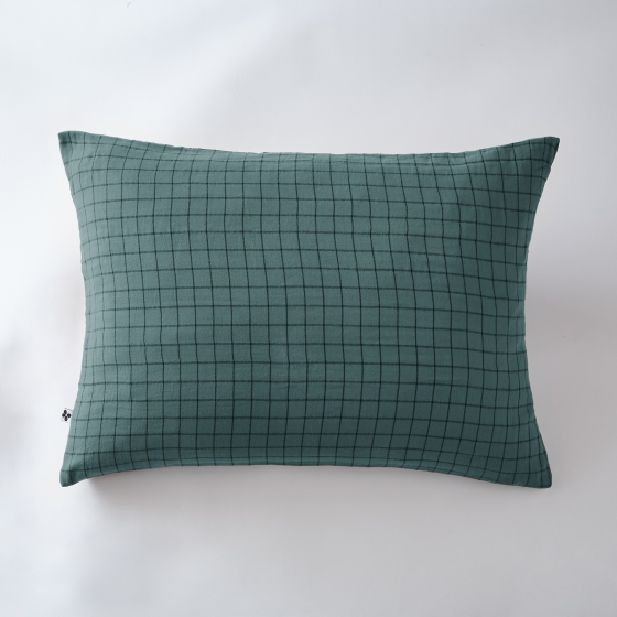 Taie d'oreiller gaze de coton tissée 50 x 70 cm gaïa mix Bleu canard