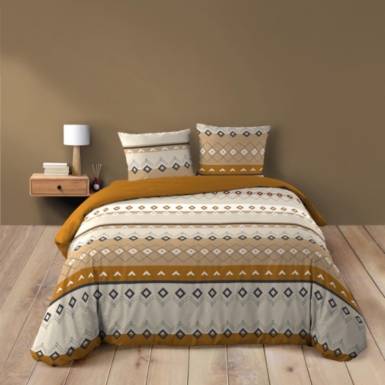 Housse de couette 260 x 240 cm coton 42 fils + 2 taies Xena