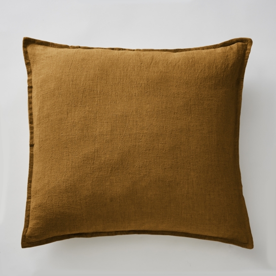 Taie d'oreiller 60 x 60 cm en lin lavé Soline Caramel