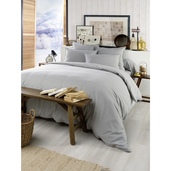 Housse de couette chaude en flanelle 240 x 220 cm Candice Gris chambré